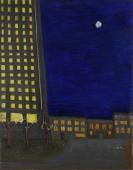 „Town at Night”, ok. 1962<br>olej na płycie<br>91 x 71 cm<br>(Wł. MUT)