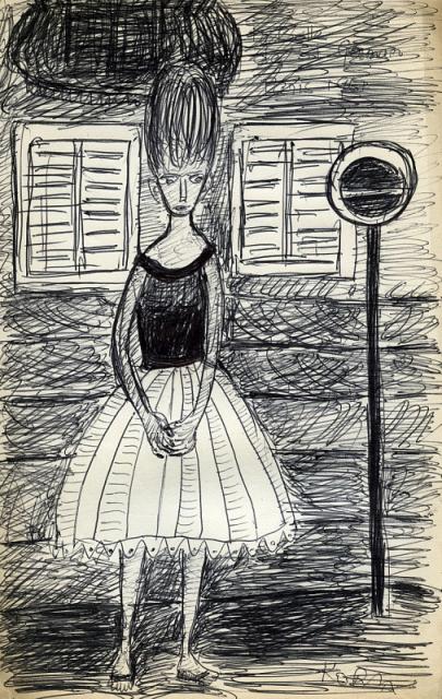 La belle de St Germain (szkicownik), Paryż 1961<br>długopis, papier<br>21 x 13,5 cm<br>(Wł. MUT)