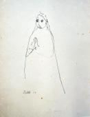 „Modląca się”, Argentyna, 1954<br>papier, tusz<br>32,1 x 25 cm<br>(Wł. MUT)
