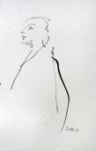 „Portret mężczyzny VIII”, Argentyna, [po 1960]<br>papier, tusz<br>35 x 24,9 cm<br>(Wł. MUT)