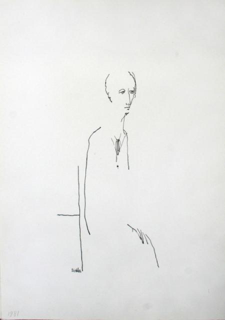 „Portret mężczyzny I”, Argentyna, 1962<br>papier, tusz<br>19,7 x 12,2 cm<br>(Wł. MUT)