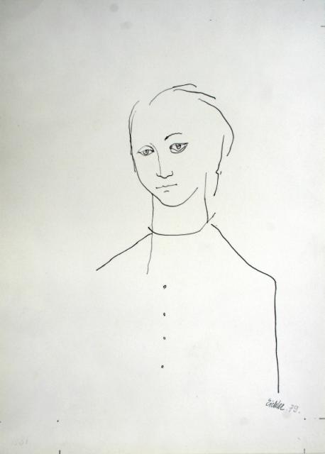 „Portret mężczyzny VII”, Argentyna, 1979<br>papier, tusz<br>34,9 x 24,9 cm<br>(Wł. MUT)