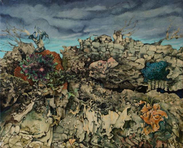 "Ogród rzymski", 1975<br>olej, płótno<br>89 x 110 cm<br>(Wł. prywatna) 