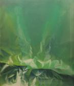 "Zielona kompozycja", 1975<br>olej, płótno<br>70 x 60 cm<br>(Wł. MUT)