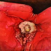 "Czerwony I", 1976<br>olej, karton na płycie<br>60 x 60 cm<br>(Wł. prywatna) 