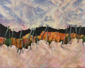 "Zszywane chmury II", 1978<br>olej, płótno<br>61 x 75 cm<br>(Wł. prywatna) 
