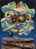 "Kosmiczny zegar", 1978<br>olej, płótno<br>101 x 76 cm<br>(Wł. prywatna) 