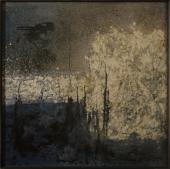 "Srebrno-błękitny pejzaż", 1960<br>olej, płótno<br>92 x 92 cm<br>(Wł. prywatna) 