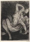 „Erotique” (Erotyk), 1919(?)<br>akwaforta, rylec, sucha igła, ruleta<br>18,2 x 13,1 cm<br>(Wł. MUT)