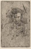 „Autoportrait” (Autoportret), ok. 1922<br>sucha igła, rylec<br>12,9 x 8,1 cm<br>(Wł. MUT)