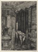 „Pompe funèbre” (Pogrzeb własny), 1912<br>akwaforta, rylec, sucha igła<br>13 x 16,9 cm<br>(Wł. MUT)