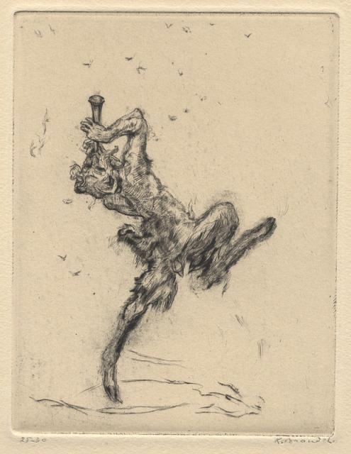 „Faune” (Faun), 1935<br>sucha igła, akwaforta<br>13 x 10 cm<br>(Wł. MUT)