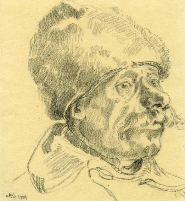 [„Portret chłopa XXII”], Polska, 1929<br>papier, ołówek<br>15,4 x 17,1 cm<br>(Wł. MUT)