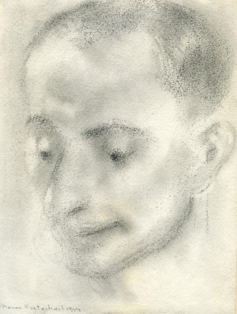 [„Studium głowy”], Szkocja, 1944<br>papier, ołówek<br>17 x 22,7 cm<br>(Wł. MUT)