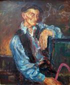 „Portret hiszpańskiego chłopa”, ca 1975-1985<br>olej na płótnie<br>61 x 50,5 cm<br>(Wł. MUT)