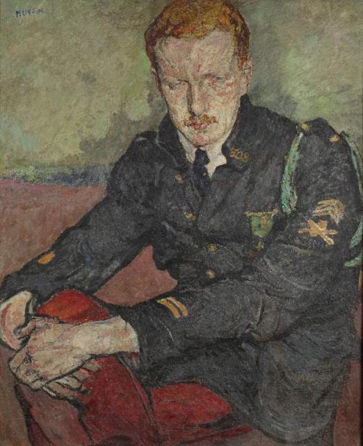 „Portret francuskiego oficera czołgisty”, ok. 1919<br>olej na tekturze<br>106,9 x 85,6 cm