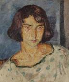 „Młoda dziewczyna”, ok. 1919/1920<br>olej na płótnie<br>54,5 x 46,3 cm