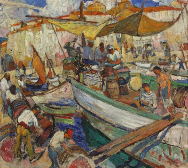 „Port rybacki w St. Tropez”, ok. 1921/1922<br>olej na płótnie<br>80 x 89 cm
