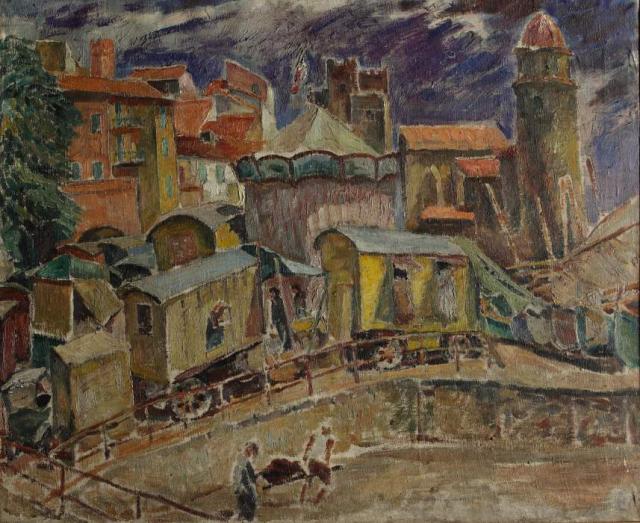 „Widok z Collioure. Cyrk”, ok. 1925<br>olej na płótnie<br>60 x 72,8 cm