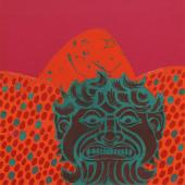 "Chumbaba"  (cykl "Gilgamesz"), ok. 1979<br>serigrafia, kolaż<br>56 x 51,2 cm<br>(Wł. MUT)