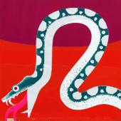 "Wąż pożerający owoc wiecznej młodości" (cykl "Gilgamesz"), 1978<br>serigrafia, kolaż<br>55,8 x 53,5 cm<br>(Wł. MUT)