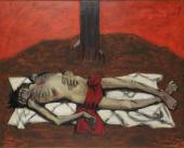 „Chrystus z Belsen” („Zdjęcie z krzyża” / „Deposition”), 1947<br>olej na płótnie<br>101 × 127 cm