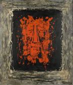 „Chusta świętej Weroniki”, 1958<br>olej i lakier na płycie pilśniowej<br>105 × 90 cm