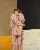 „Dwie nagie postaci” („Kochankowie”, „Dwa akty” / „Two Nude Figures”), 1967<br>olej, akryl i lakier na płótnie<br>127 × 102 cm