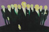 „Komisja” („Radcy”, „Prezydium” / „The Board”, 1971<br>akryl na płótnie<br>155,5 × 243 cm
