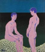 „Dwaj chłopcy” / „Two Boys”, 1978<br>akryl na płótnie<br>145 × 127 cm