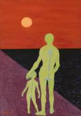 „Ojcostwo” / „Fatherhood”, 1980<br>akryl na płótnie<br> 244 × 165 cm