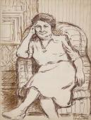 „Portret matki artysty” (Kazimiery Żuławskiej), 1947<br>pisak, tusz i akwarela na papierze<br>(Wł. MUT)