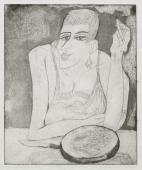 „The Smoker” z cyklu „Erotomachia”, 1989<br>akwaforta<br>26,7 x 22 cm<br>(Wł. MUT)