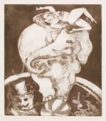 „The Elephant and the dancing girl” z cyklu „Erotomachia”, 1991<br>akwatinta (stan I)<br> 33 x 28,5 cm<br>(Wł. MUT)
