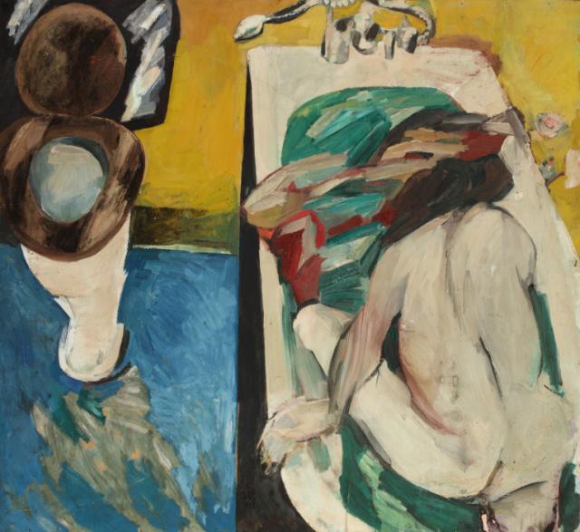 „Bathroom”, ok. 1960<br>olej na sklejce<br>122 x 132 cm<br>(Wł. MUT)