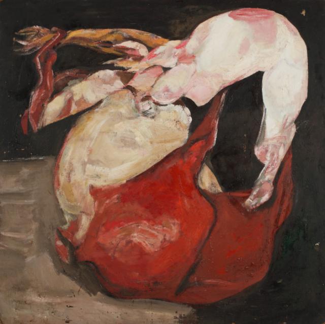 „Judo square red horse”, 1960-1985<br>olej na płótnie<br>121 x 121 cm<br>(Wł. MUT)