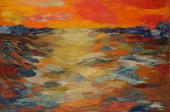 „Seascape”, 1972<br>olej na płycie pilśniowej<br>122,5 x 183 cm<br>(Wł. MUT)